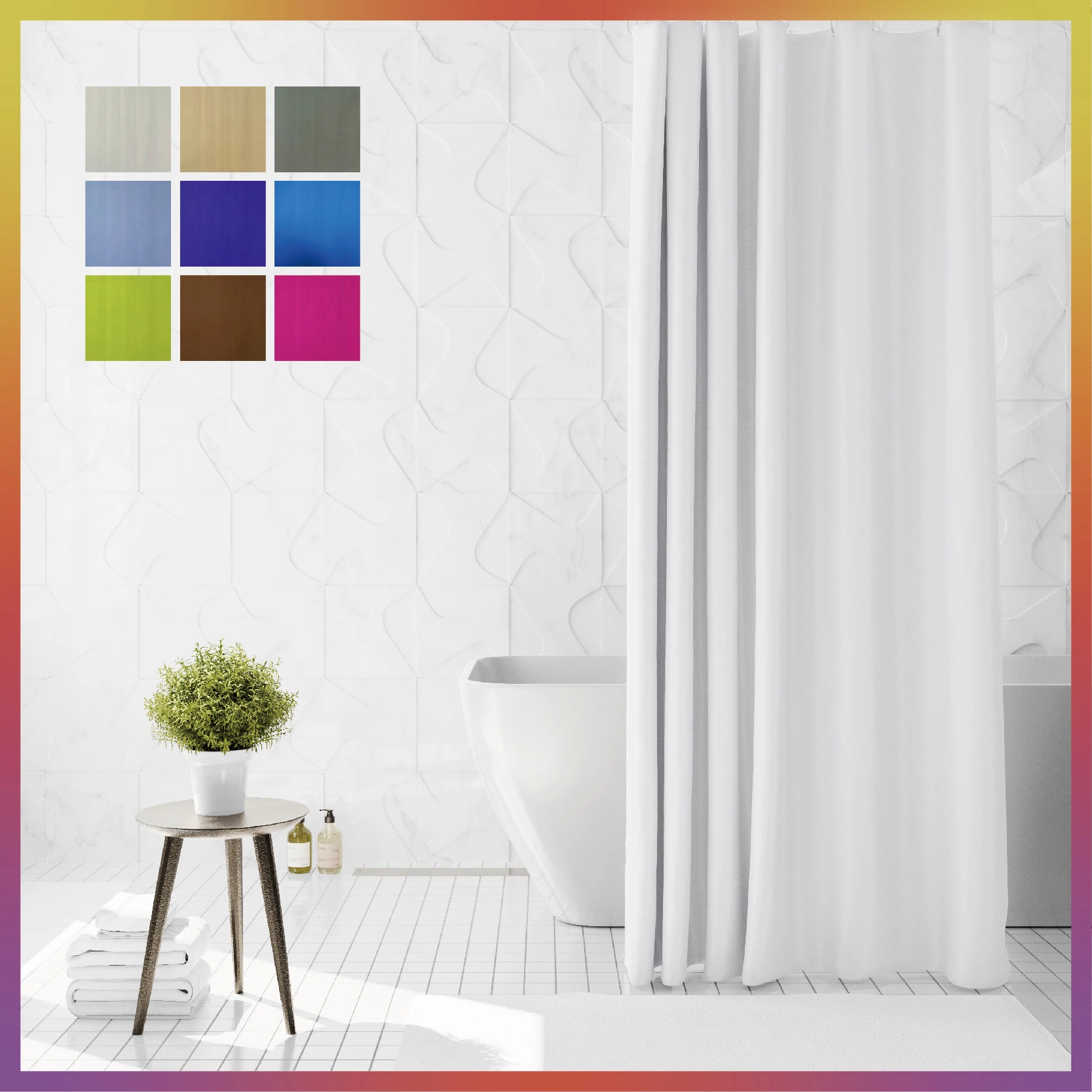 Colors Bathroom Curtain 180x180cm Shower Curtain Anti-mold Waterproof Washable White Polyester Cloth Bath Curtains Thick Solid 12 Antioxidant Ranks Large