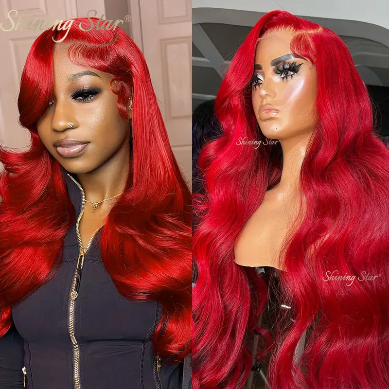 

Hot Red 32 Inch Lace Frontal Wigs 13X6 Hd Transprent Body Wave Human Hair Colored Burgundy 13X4 Lace Front Wigs Remy Hair Wigs