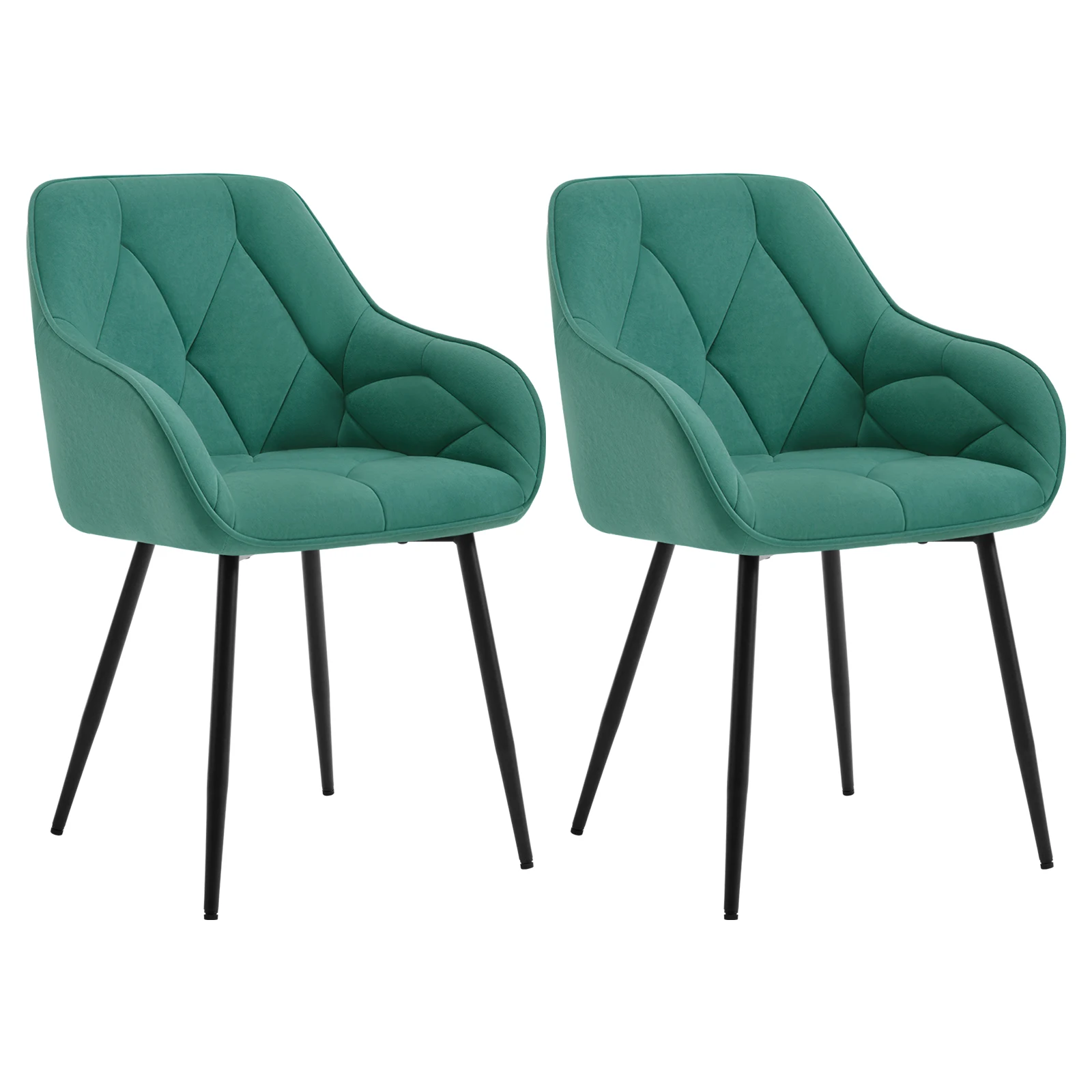 2 stks/set Eetkamerstoelen Gestoffeerde Keukenstoelen met Rugleuning Armleuningen Metalen Poten voor Kantoor Thuis Kaptafel Vrijetijdsstoel