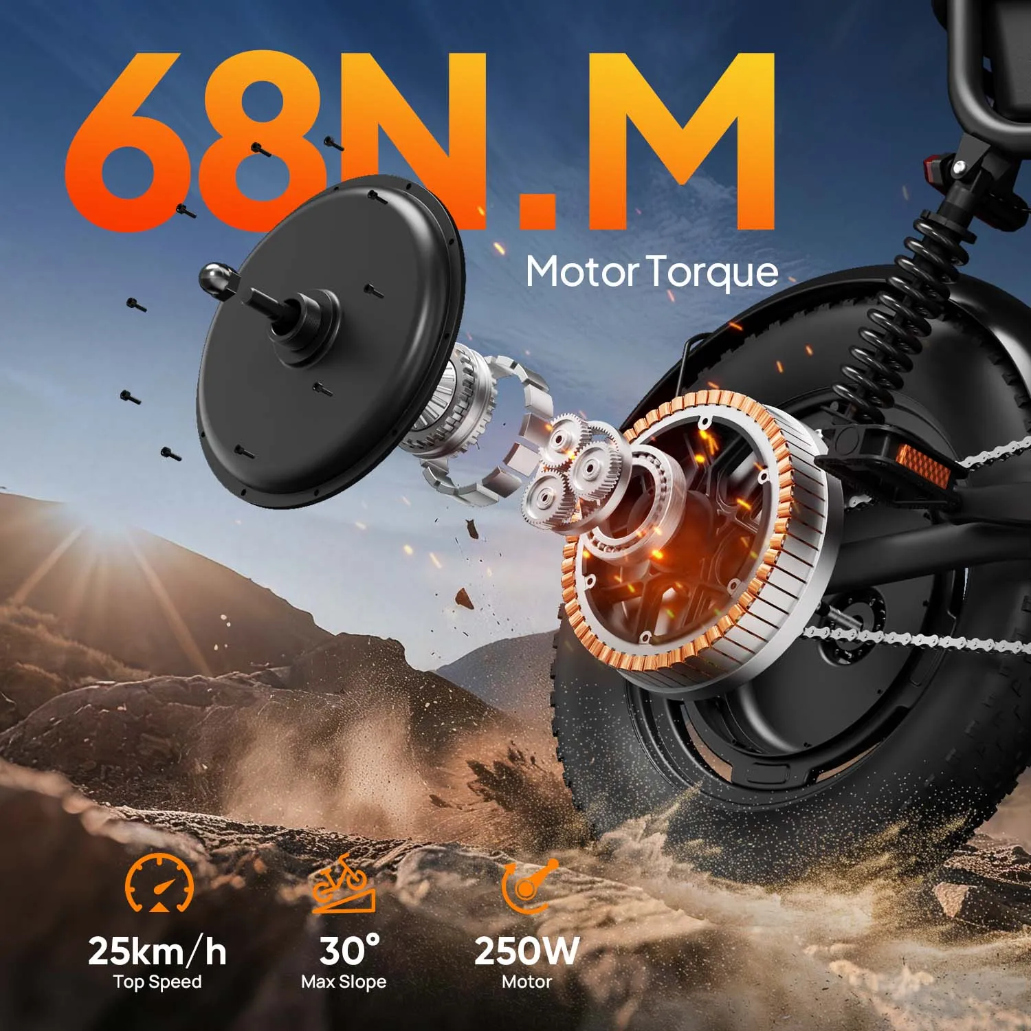 Bicicleta eléctrica Urlife T16 con neumáticos anchos de 16*3 pulgadas, batería de 48V, doble suspensión, plegable y portátil para viajes diarios, bicicleta eléctrica de montaña para adultos.
