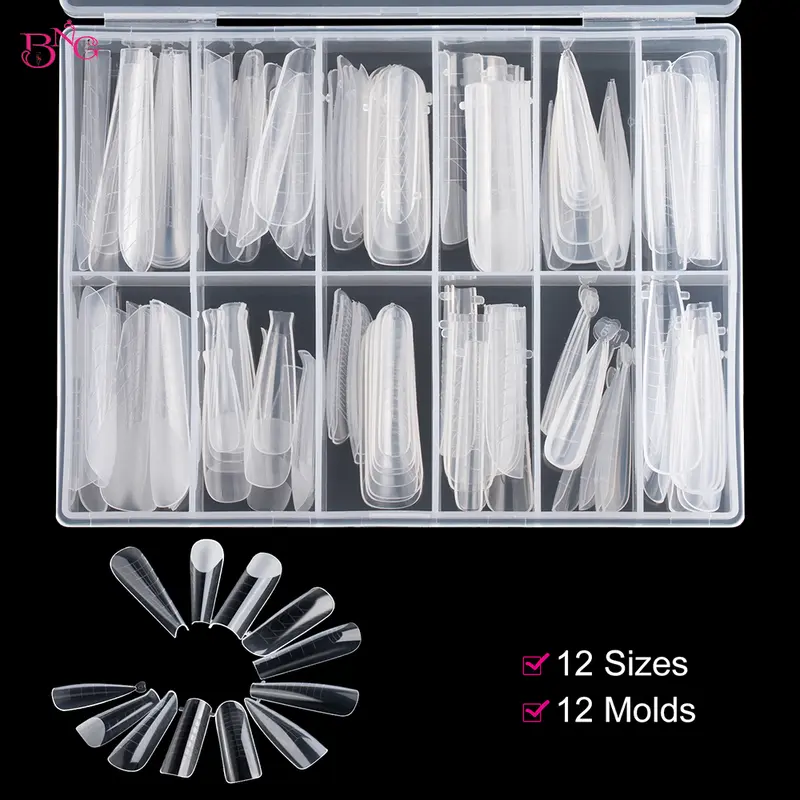 BNG 98/145Pcs Dual Form Nail Mold Set Full Cover Nail Extension Tip Acrylic Top Forms Quick Building Molds for Poly Nail Gel - Image 5