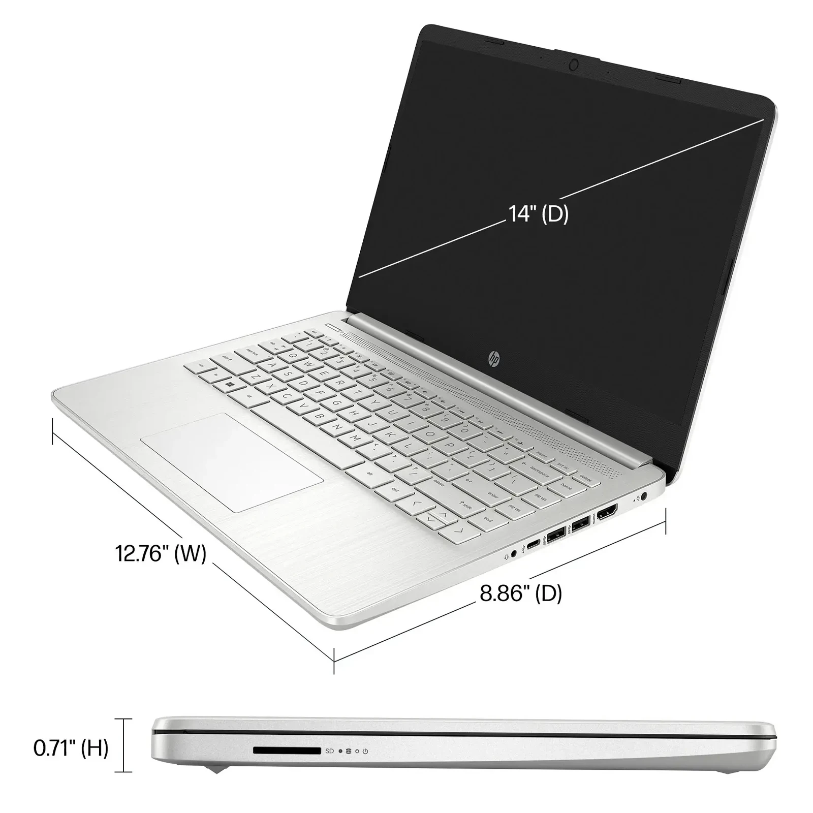 Portátil de negocios HP de 14", Intel Celeron N4120, 16 GB de RAM, almacenamiento de 384 GB (eMMC de 128 GB + tarjeta SD de 256 GB), 1 año de oficina 365