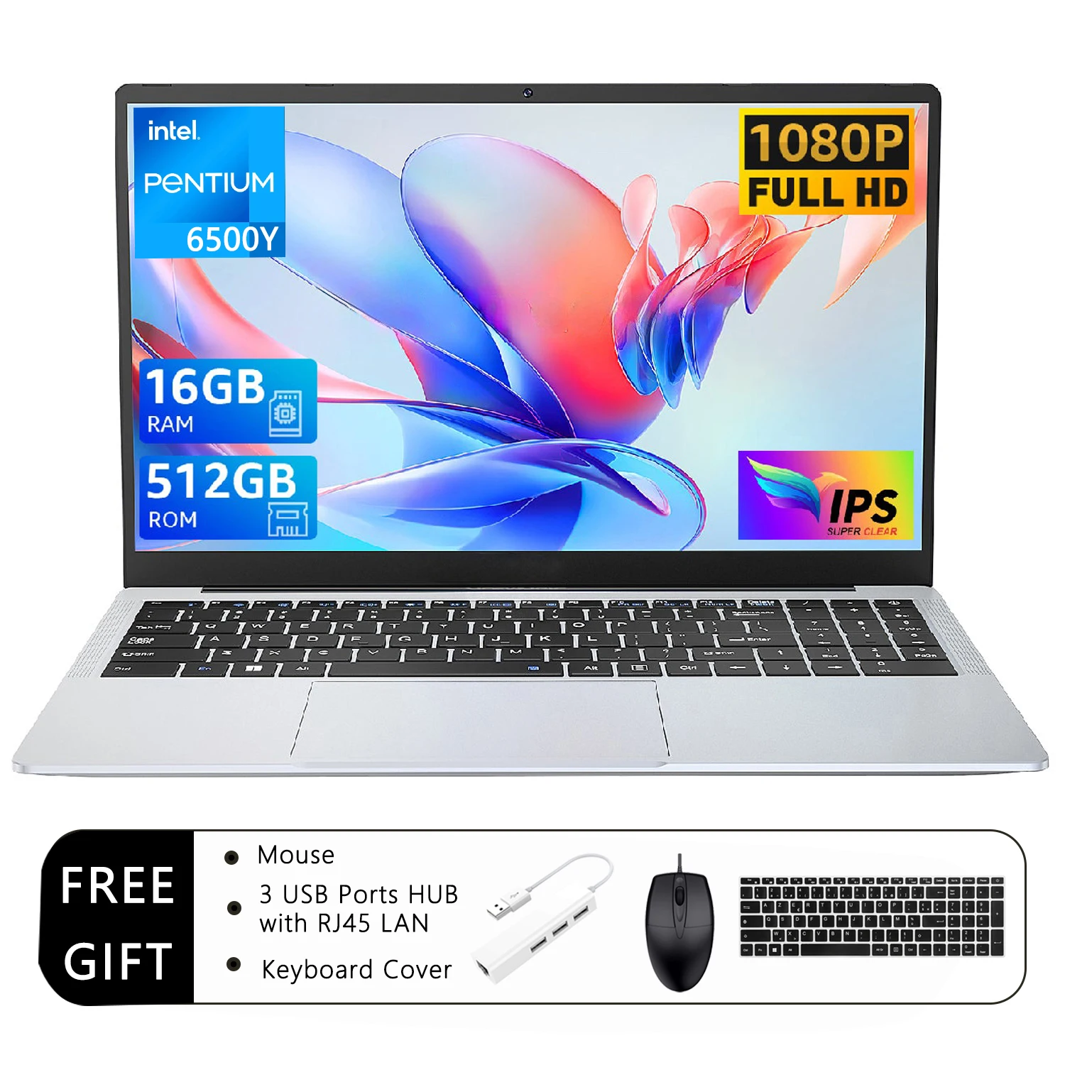 Laptop Blossom New 17.3" 6500Y, 16GB RAM, 512GB/1TB SSD, Intel N5095, przenośny, lekki, podświetlana klawiatura, Windows 11 Pro