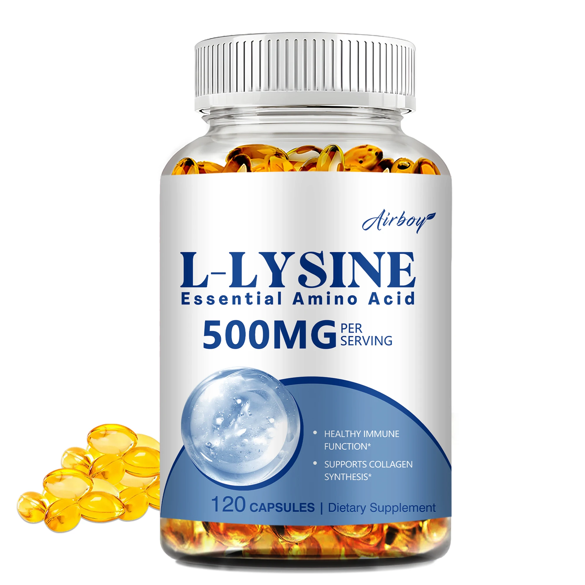 L-Lysine Capsules - Supports Calcium Absorption, Promotes Integrity of Skin and Lips, Helps Built Collagen - 120 Capsules