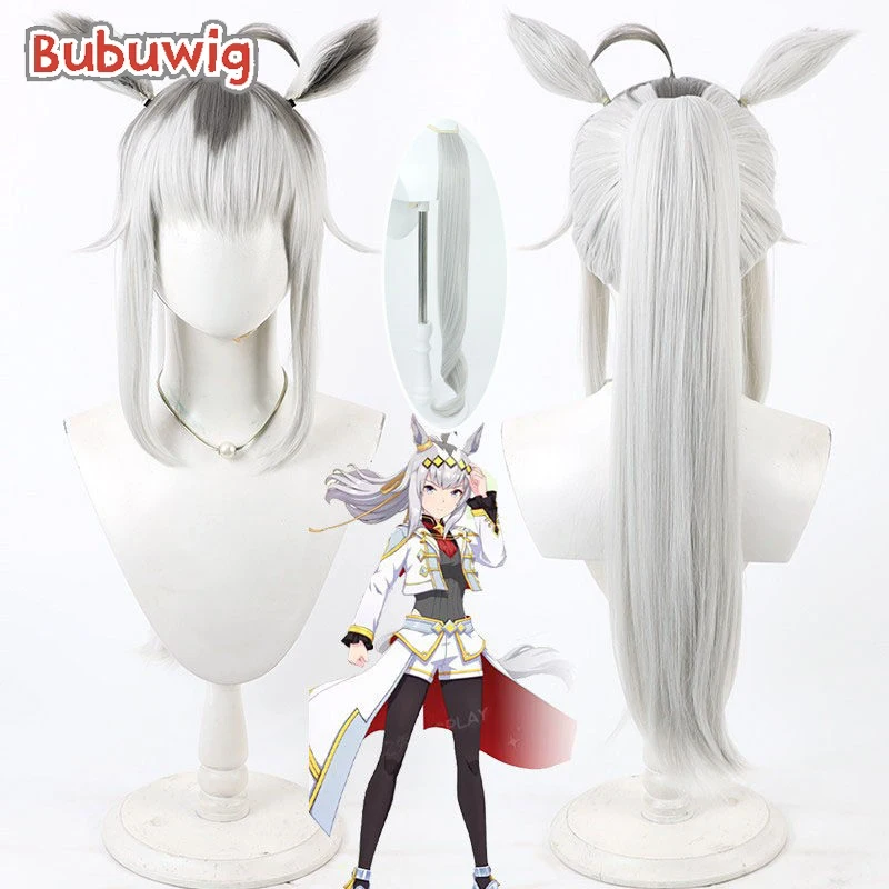 

Синтетический парик Bubuwig Oguri Cap для косплея Uma musume: Pretty Derby Oguri Cap, 70 см, серебристо-белый с серым, термостойкий.