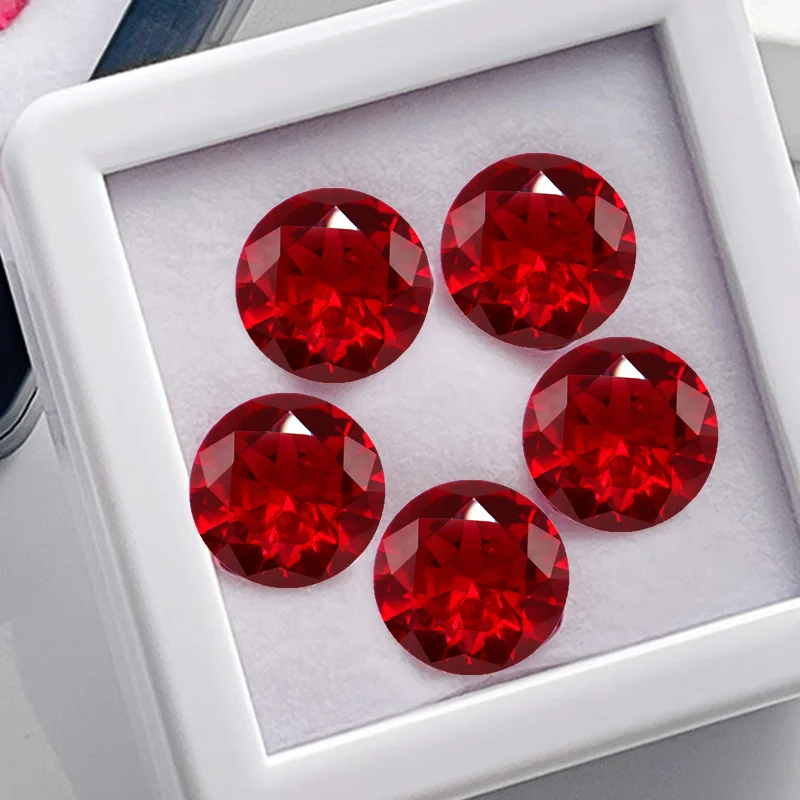 5 PCS/Set Ruby Gem Stone Natural Cutting Round Cut VVS Loose Gemstone For Charms Diy Jewelry Making Materials Collection Stone