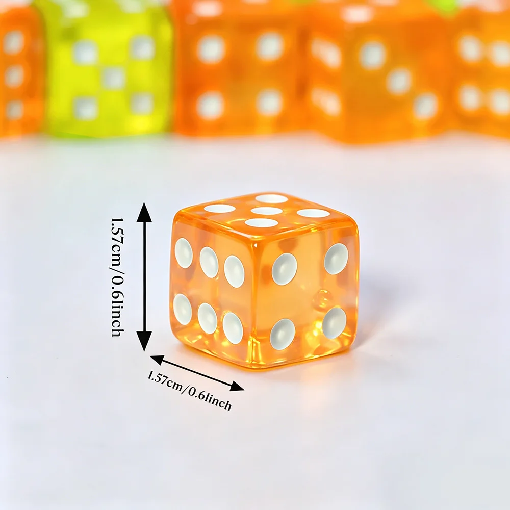 10Pcs Orange Green D6 Dice Set Transparent Color Dice for RPG Tabletop Board Games Fantasy Adventure Game Accessories Family Gam