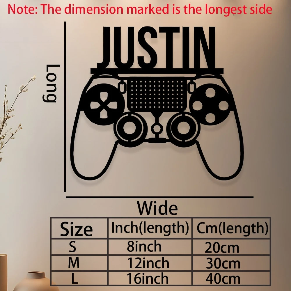 Custom Gaming Controller Metal Sign with Name, Wall Art Ornaments for Man Cave/Office/Rooms/Home, Birthday/Party Gift for Gamers image 2