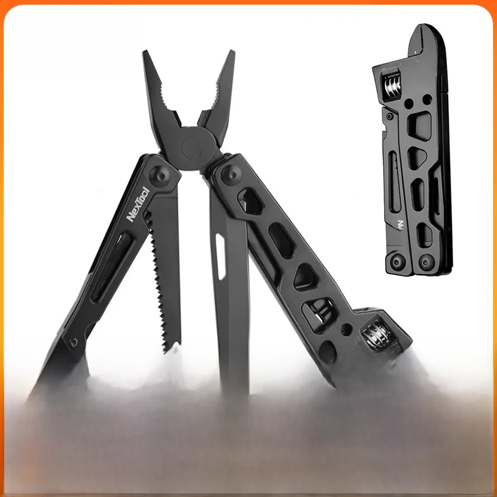 Nextool Black 9 In 1 Multi-Function Wrench Knife Folding Tool Multi-Purpose Pliers Wood Saw Slotted 9In