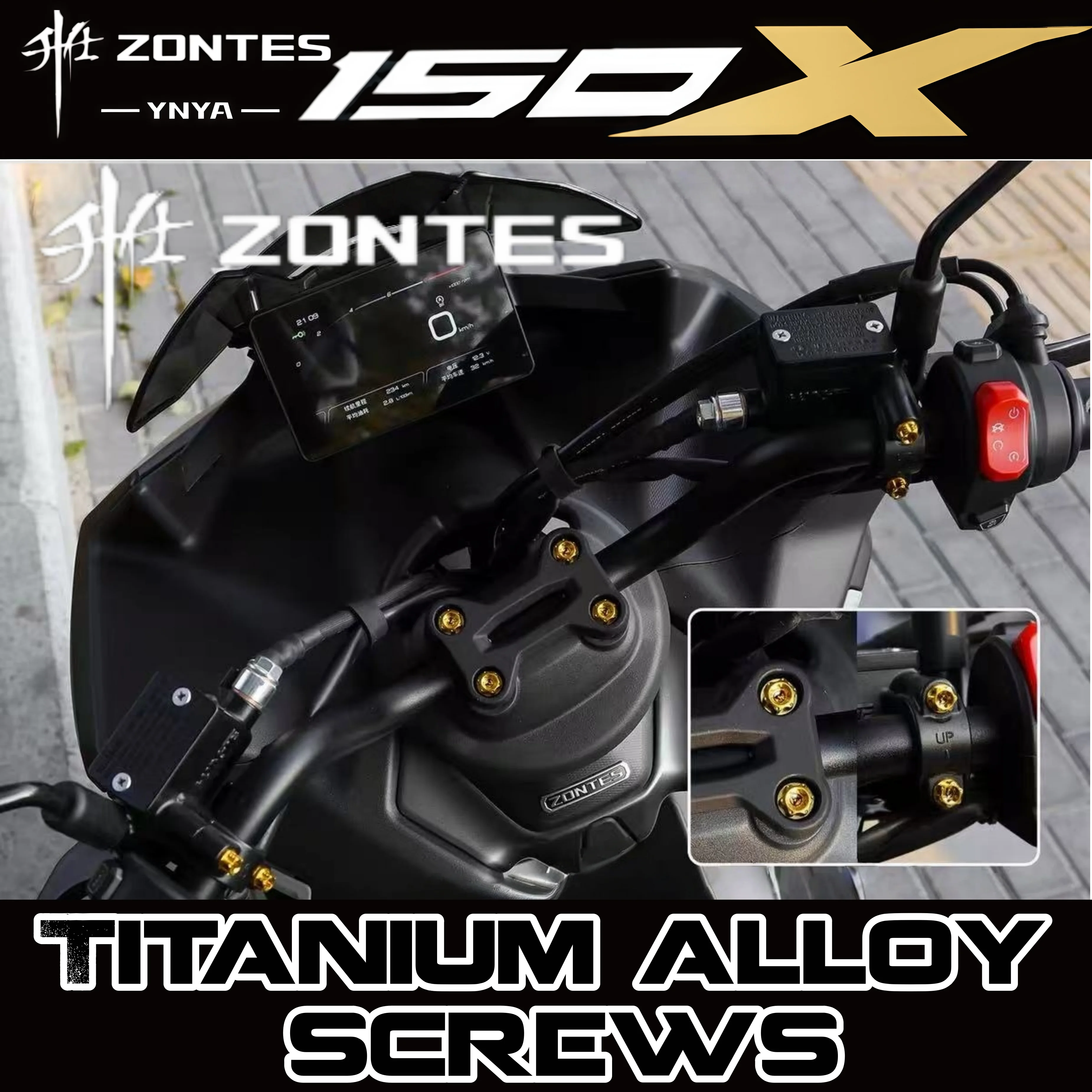 for-zontes-150x-handlebar-and-brake-lever-titanium-alloy-bolts-modified-to-alfa-tc4-titanium-alloy-combination-bolts