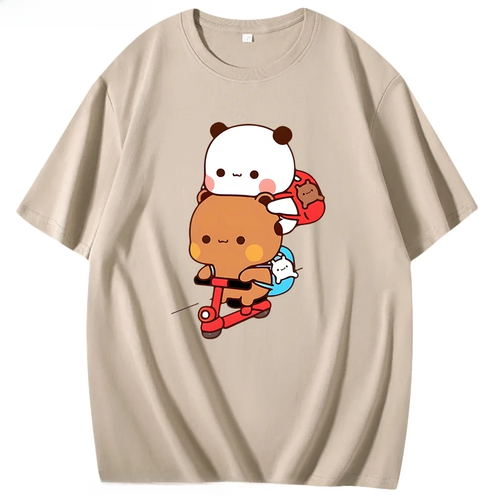 AliExpress Panda and Brownie Bear Couple Bike Riding T-Shirts Bubu and Dudu Print Shirt Kawaii Cute Women Tops