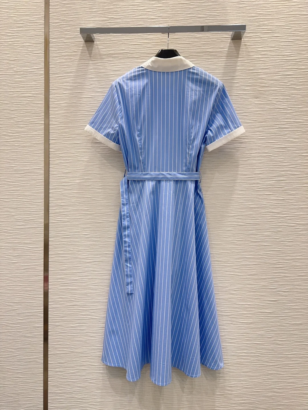 

2026 New Spring and Summer Daily Life with Belt Slimmed Solid Color Loose Lined Short-Sleeve Dress