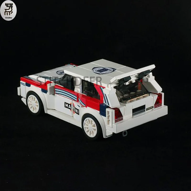 Velocidade Campeão MOC Building Block, Martini Racing, Clássico Holiday Gift, Tijolo Montar Brinquedo, Lancia Delta, HF Integrale, Blocos de