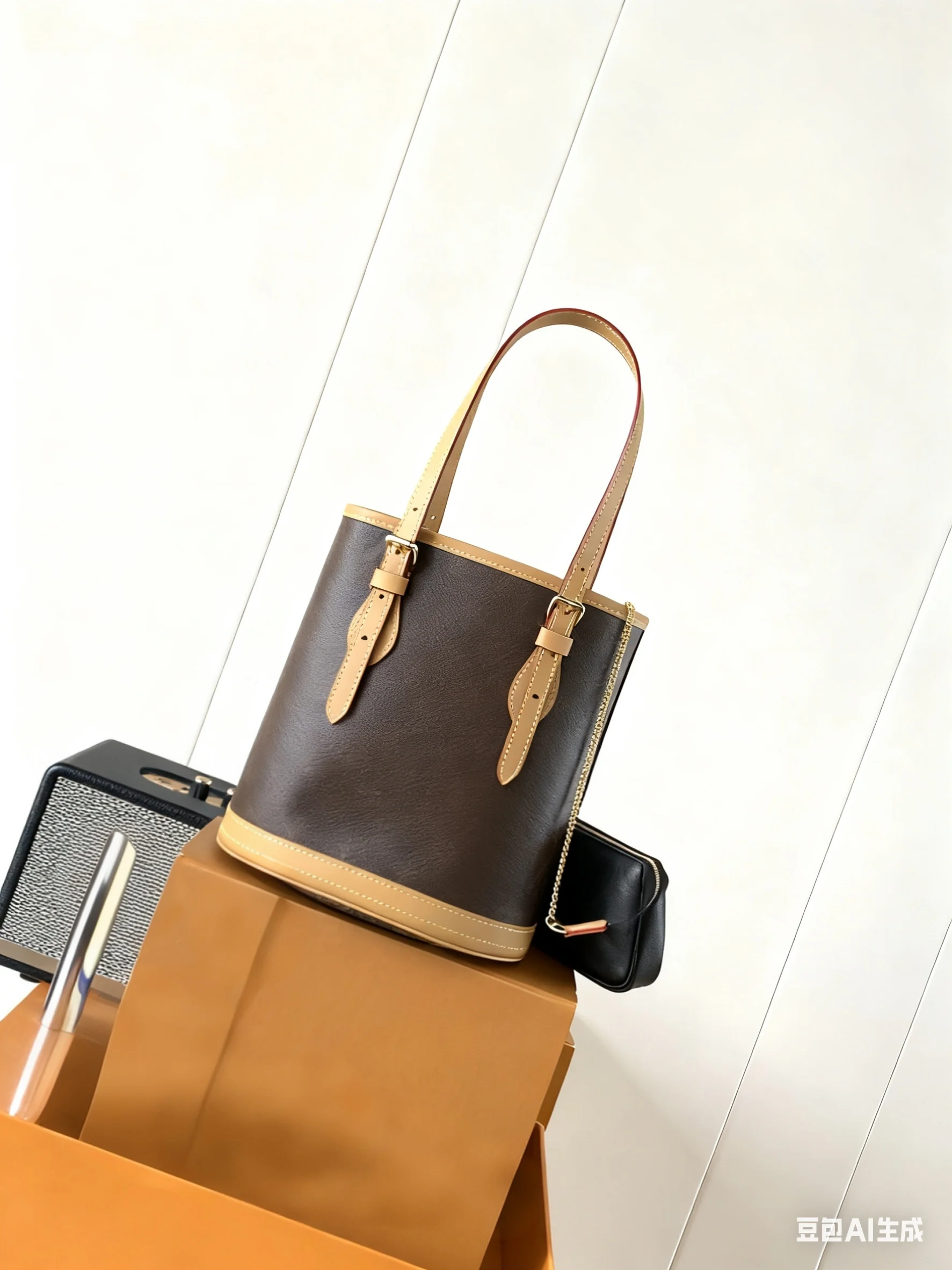 

2025 New and Fashionable Retro Canvas Chain Flip-top Single-shoulder Crossbody Mother and Child Bucket Bag