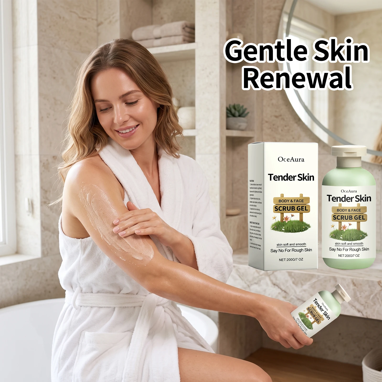 Oceaura Tender Skin Scrub Gel Dead Skin Remover Scrub Skin Cleaning Repair Scrub Whiten Gentle Exfoliation Long Lasting Moisture Gel