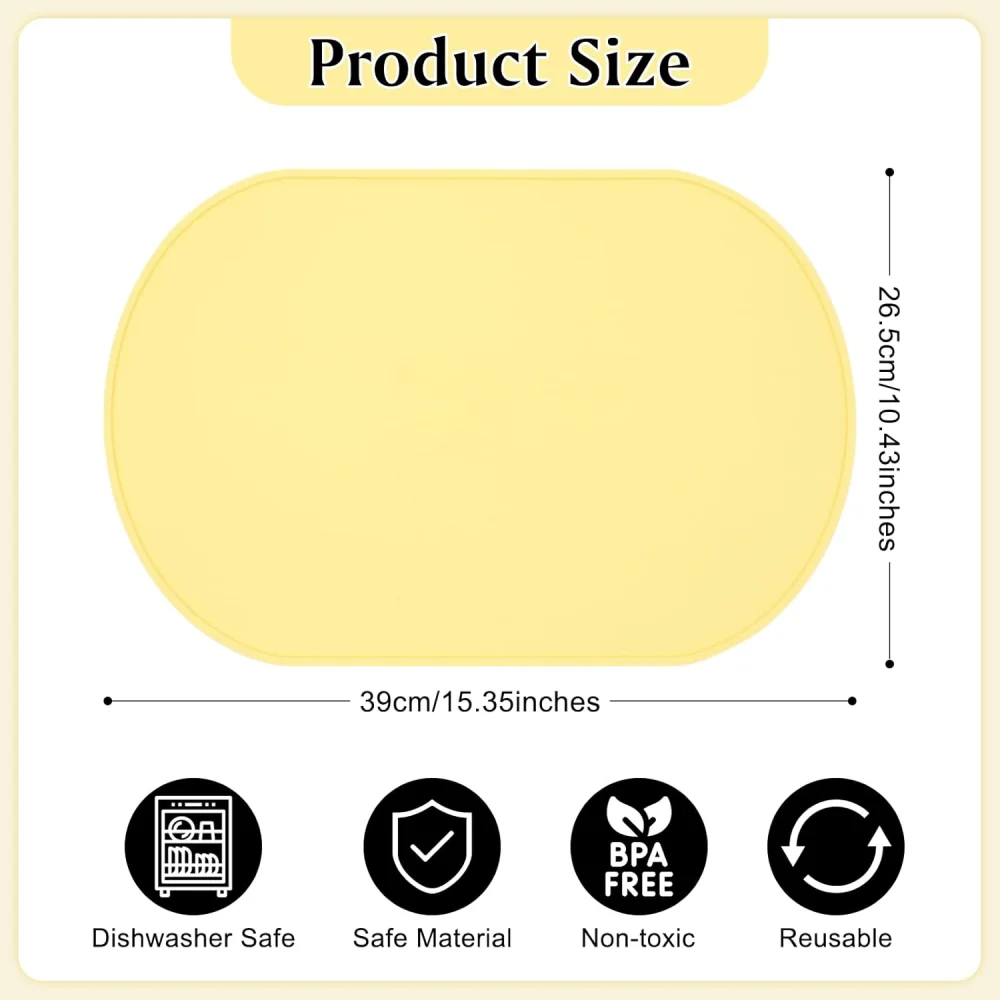 Silicone Placemats, Heat-Resistant, Reusable Portable Placemats, Waterproof, Stain-Resistant and Easy-To-Clean Silicone Placemat