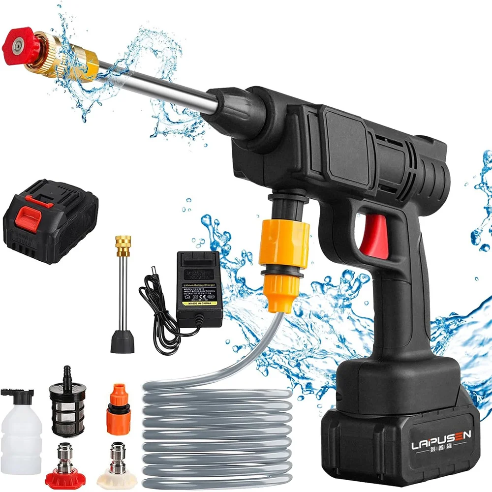 High volume lithium electric car wash water gun with 15 cells (21V) 30000mah single electricity