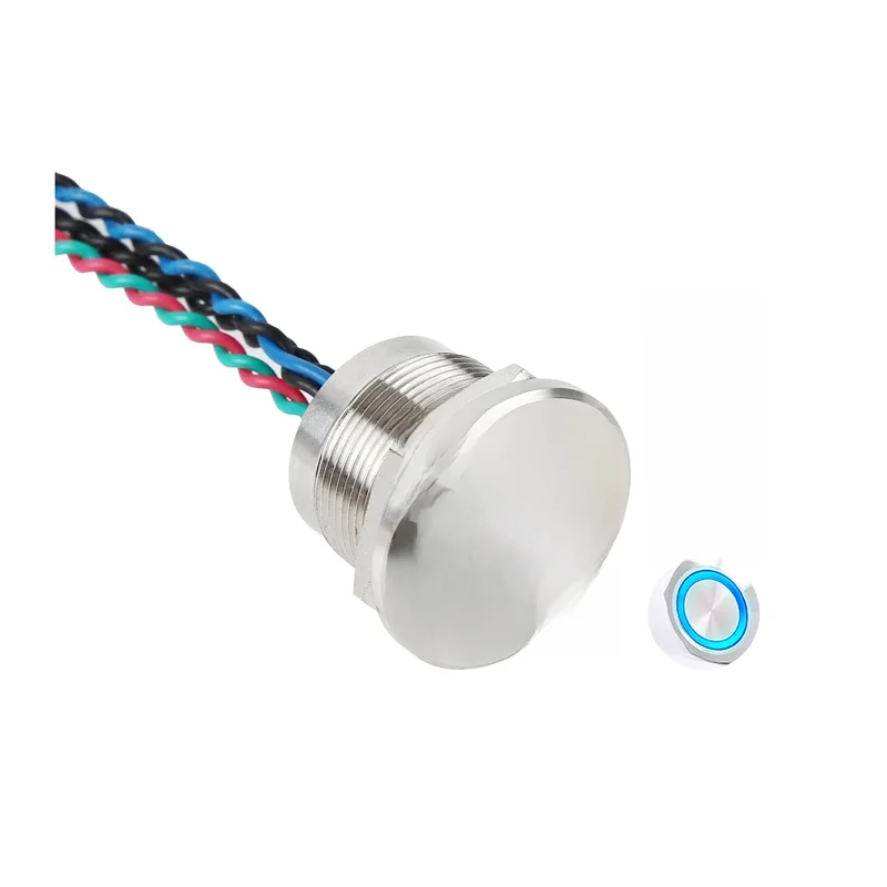 16MM 19MM 22MM IP68 316L ze stali nierdzewnej lub czarnego aluminium wodoodporny RGB 3 kolor piezo przycisk przełącznika PS223P10YSS1RGB24T — zdjęcie 2