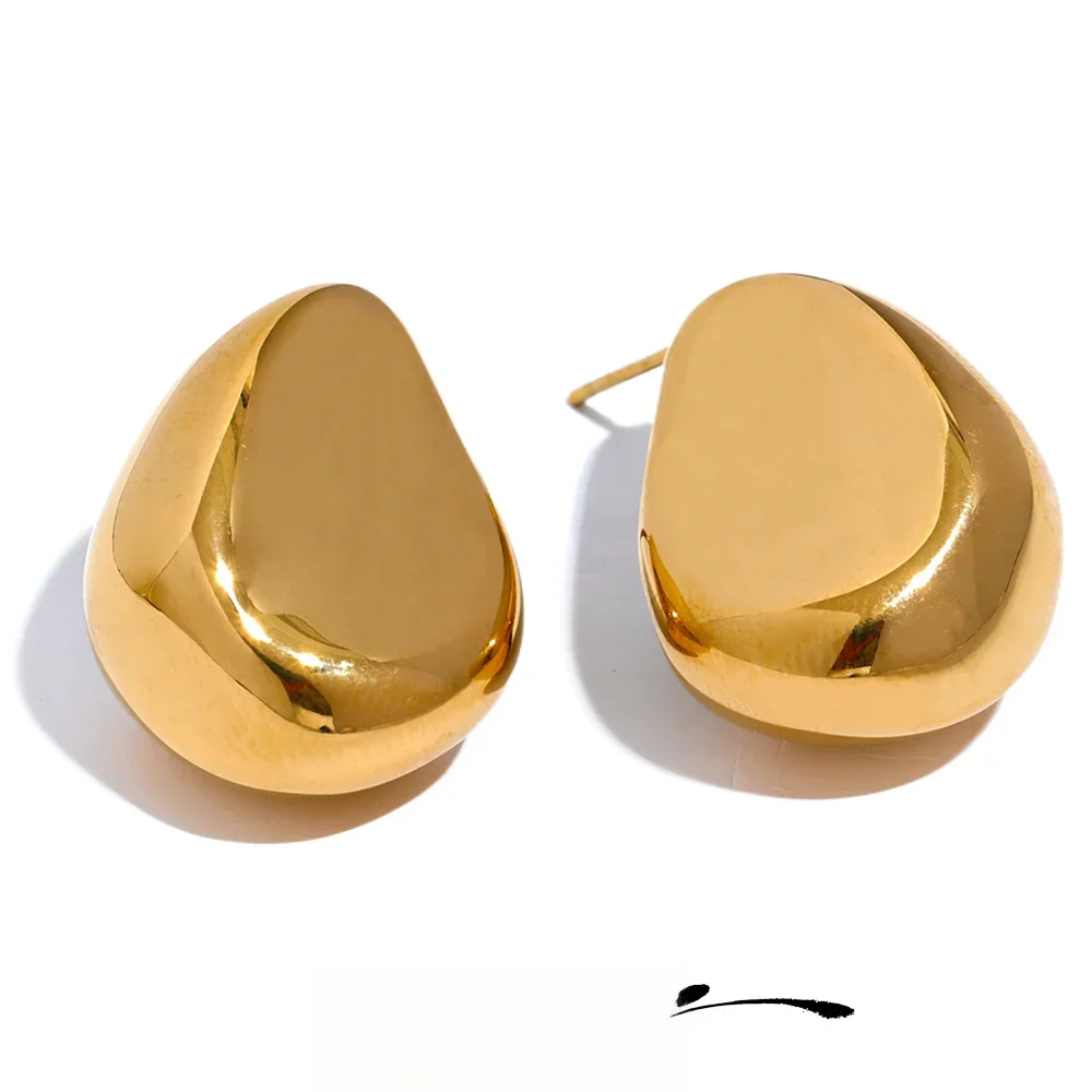 Yhpup Neue Glatte 316l Edelstahl Kreative Geometrische Hohl Stud Ohrringe Frauen 18K Gold Überzogene