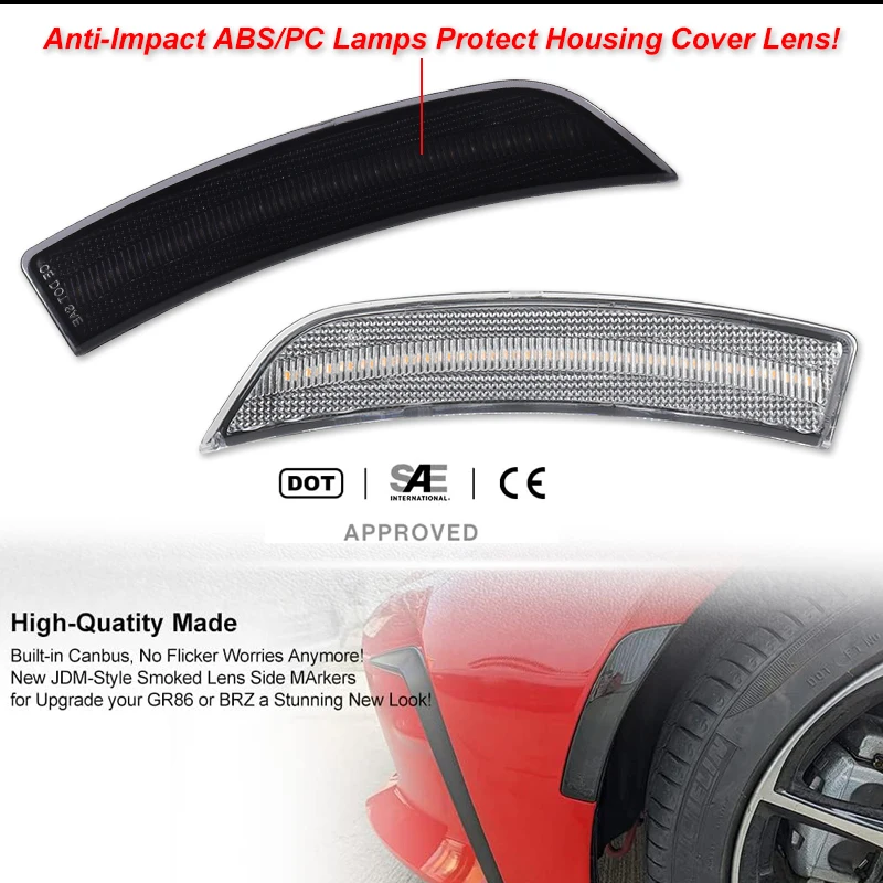 iJDM Style für Toyota GR86 ZN8 für Subaru BRZ ZD8 2022+ Stoßstangen-LED-Kotflügelverbreiterungen Seitenmarkierungsleuchten Auto-Blinker – Detail 3