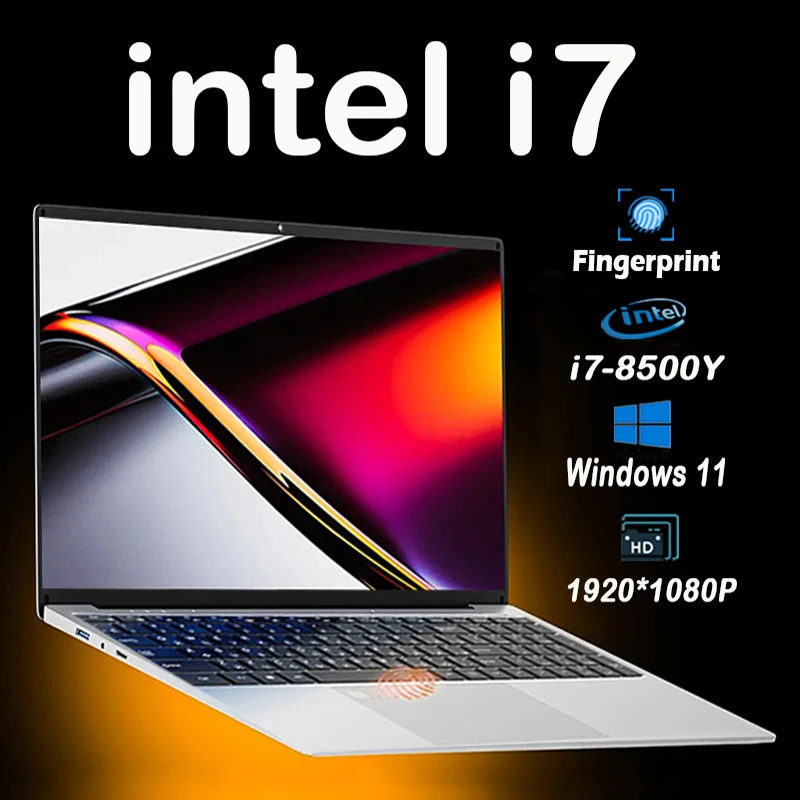 Computadora portátil intel i7 de 15,6 pulgadas con desbloqueo de huellas dactilares, Intel Core i7 8500Y, Windows 11 Pro, 16GB de RAM, 1TB, 2TB, SSD, ordenador de estudio