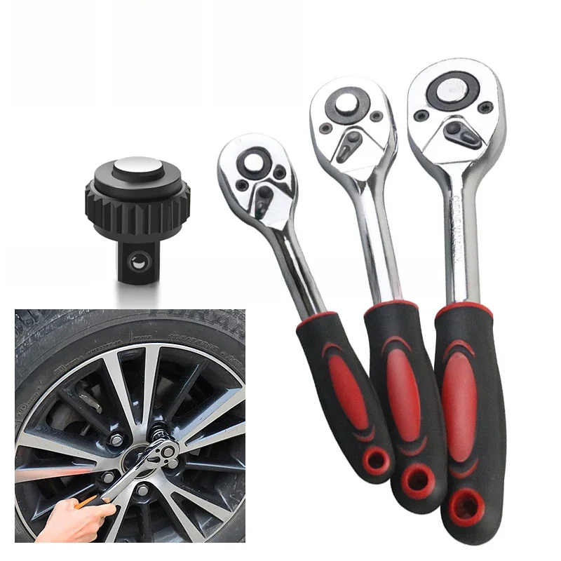 1/4" 3/8" 1/2" 24Teeth Ratchet Wrench Multifunctional Quick Release Ratchet Socket Spanner Plate Ratchet Handle Car Wrench Tools