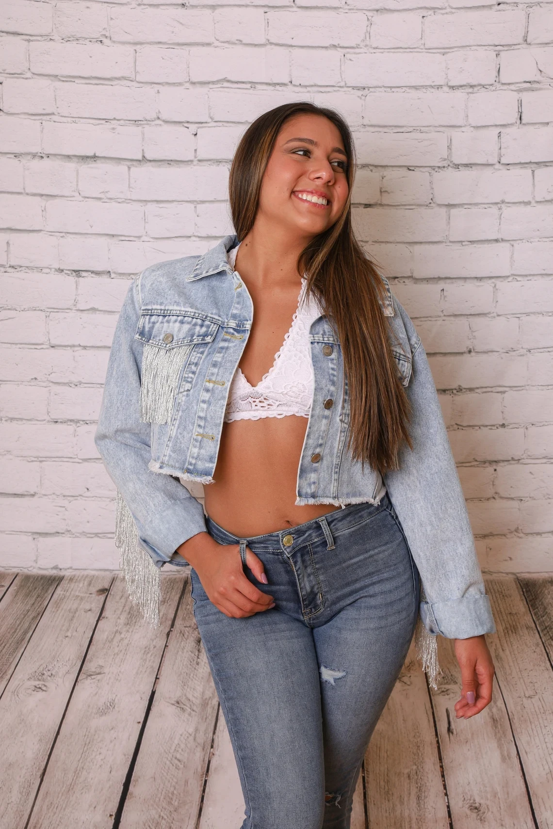 Denim Fringe Crop Jacket Bride Jean Mrs Personalized Wedding Bridal Engagement Gift Custom Bridal Party Jackets With Tassels