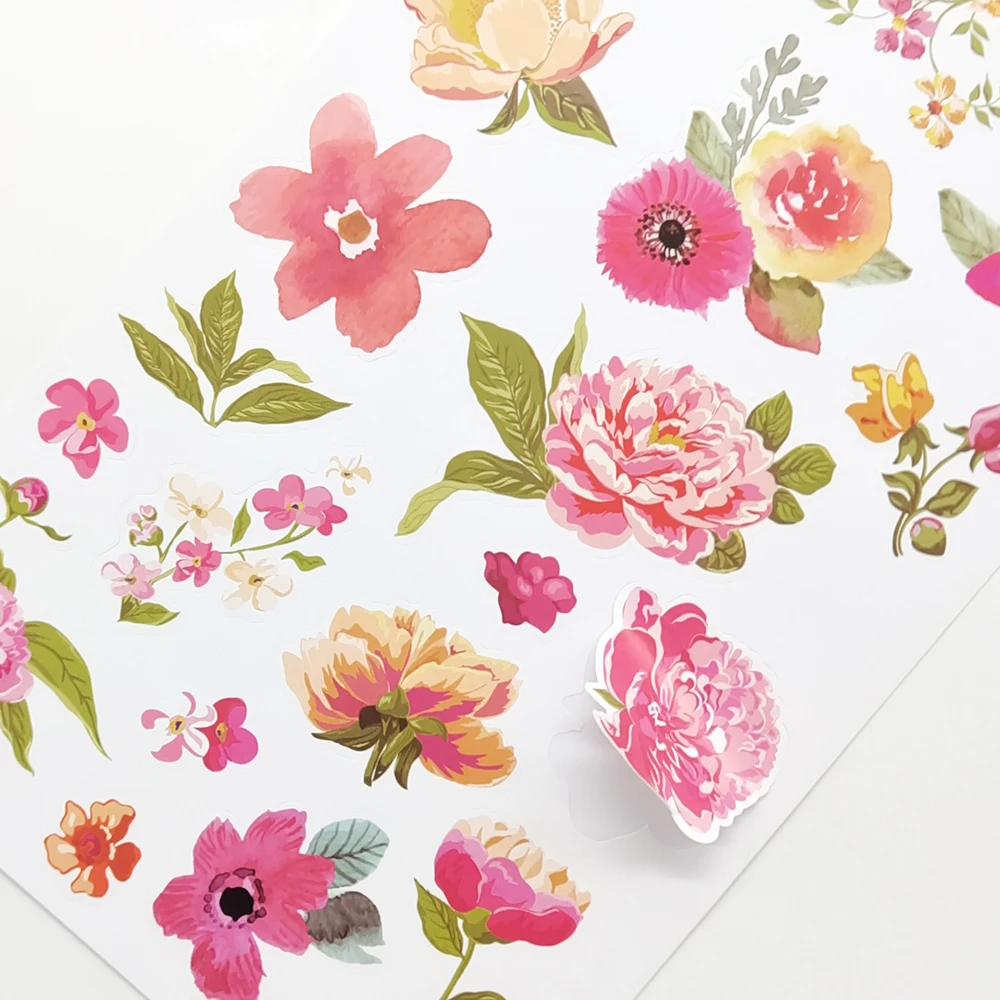 Creative Path Vintage Journal Deko-Aufkleberbücher 6 Blätter Wiederverwendbare Rosa Gelbe Blumen-Scrapbooking-Aufkleberbücher für Bastelarbeiten – Detail 3
