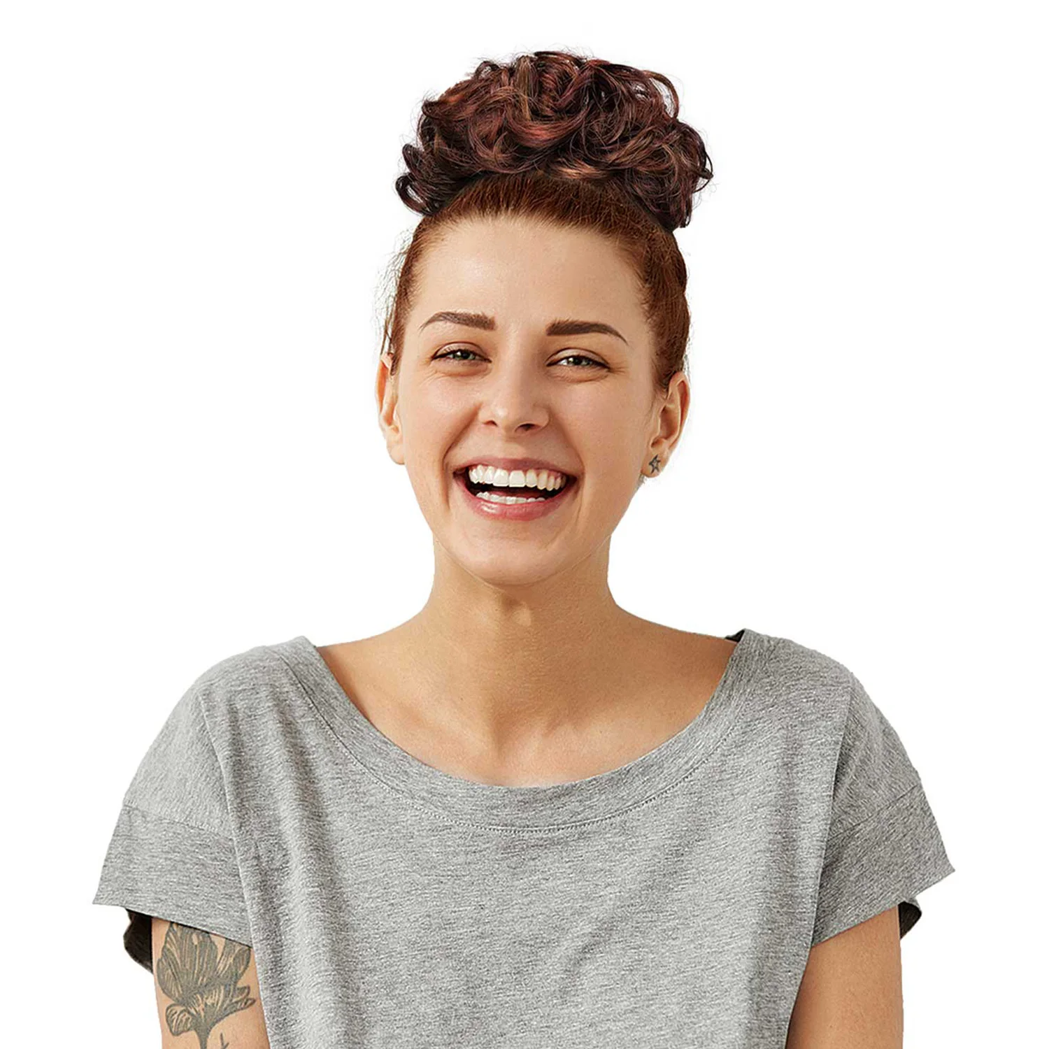 مجموعة جانيت مزيج الشعر البشري كعكة صناعية ريمي الوهم Scrunch Tendril #5