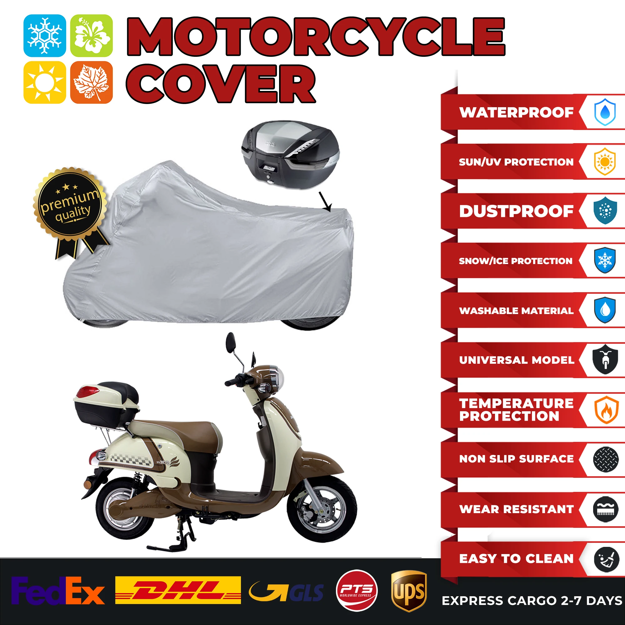 

For Mondial E-Mon Classic Waterproof Motorcycle Covers Motors Dust Rain Snow UV Protector Cover Indoor Outdoor