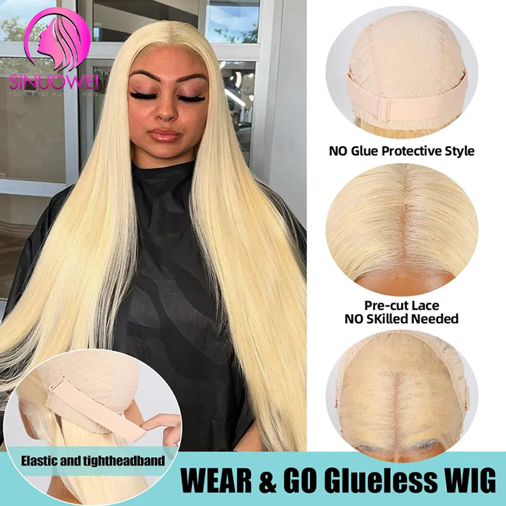 30 Inch 613 Honey Blonde Bone Straight Human Hair Wig Brazilian Lace Front Human Hair Wigs For Women 180% Density Cheap Lace Wig