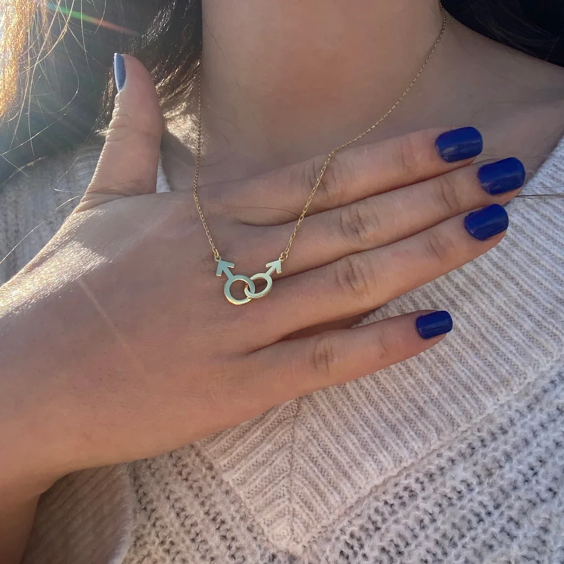 Collar de pareja Gay con símbolo de doble Mar, joyería LGBT, regalos para él, regalo de Navidad