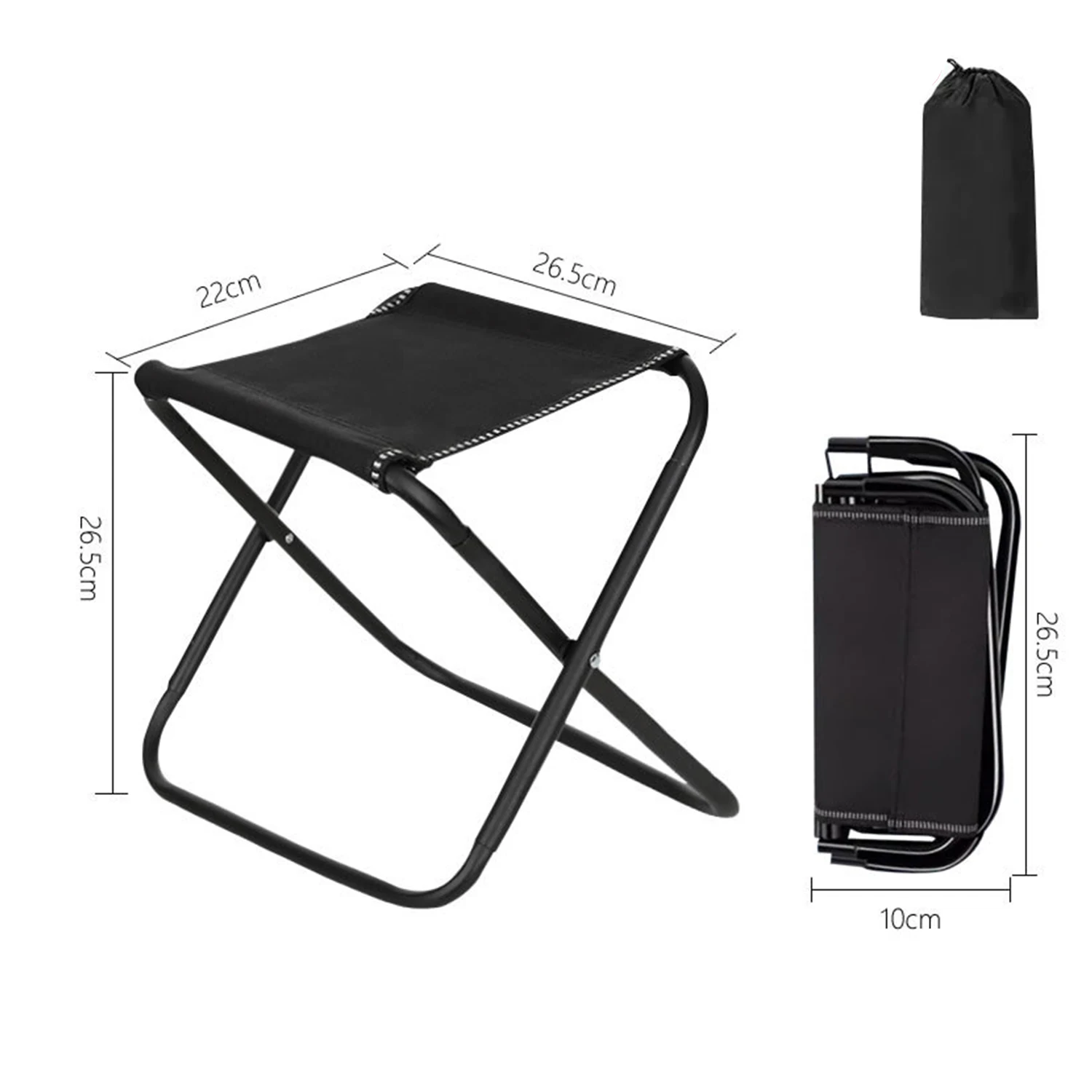 

Camping Stool, Portable Folding Stool with Carry Bag, for Travel, Outdoor Hiking, BBQ, Fishing