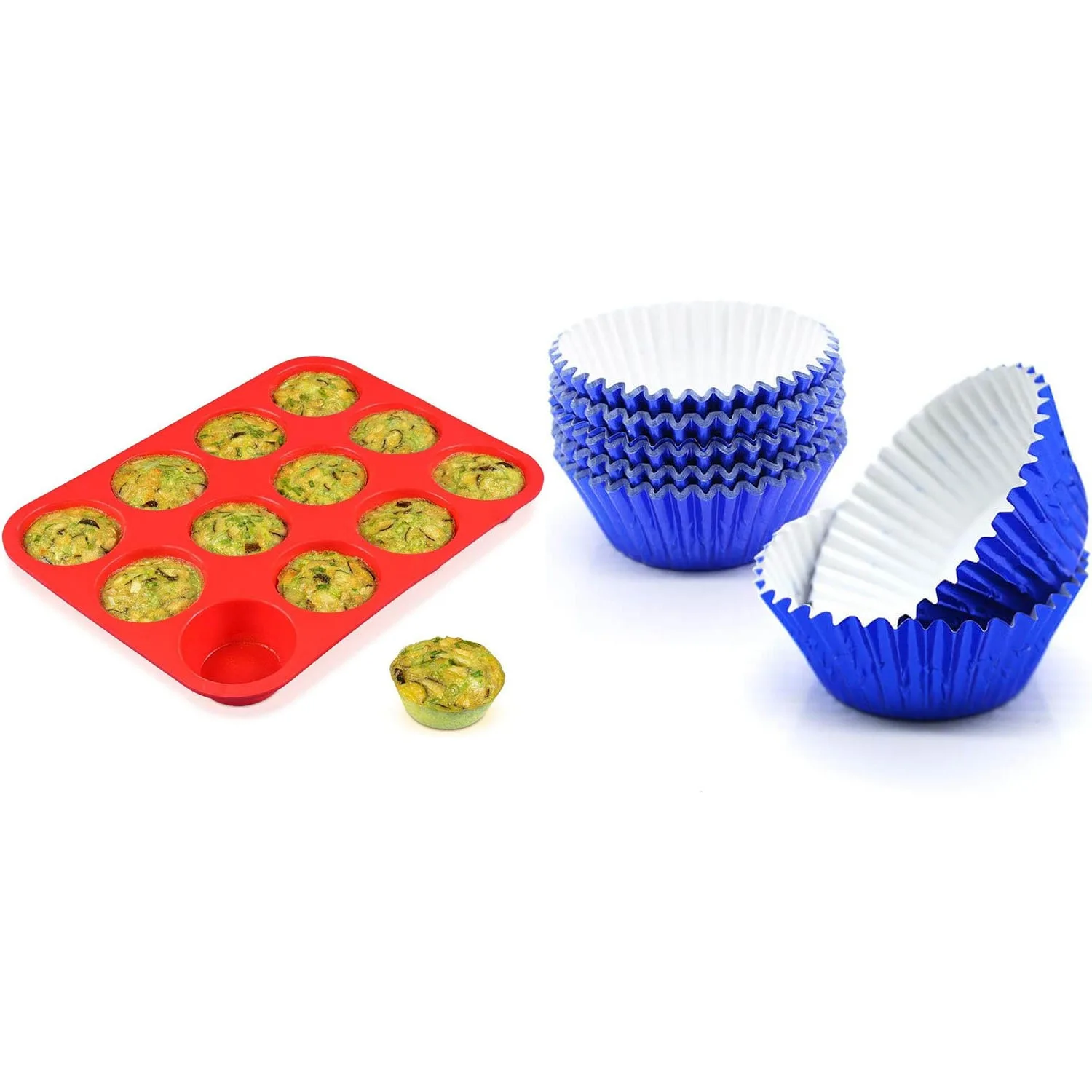 Molde de silicona antiadherente para hornear magdalenas, forros para muffins y muffins, ideal para hacer pasteles y tartas