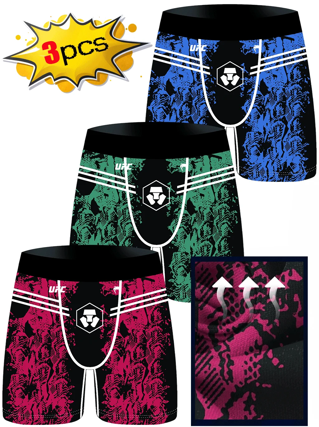 

3 шт., мужское нижнее белье, боксеры с принтом, мужские боксеры, дышащие мужские трусы, нижнее белье, мужские трусы-боксеры, трусы