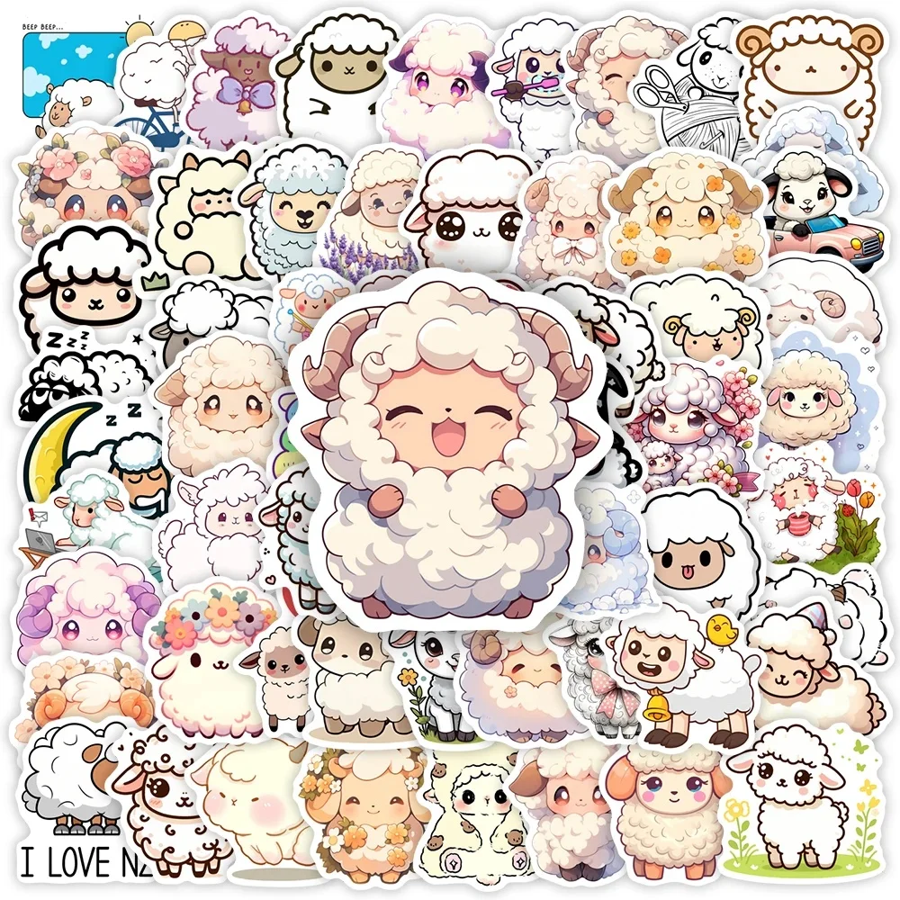 Autocollants de mouton de dessin animé Kawaii pour enfants, jouets de bricolage, cadeau, décalcomanie étanche, Scrapbook, journaux indésirables, ordinateur portable, téléphone, bouteille de bagages