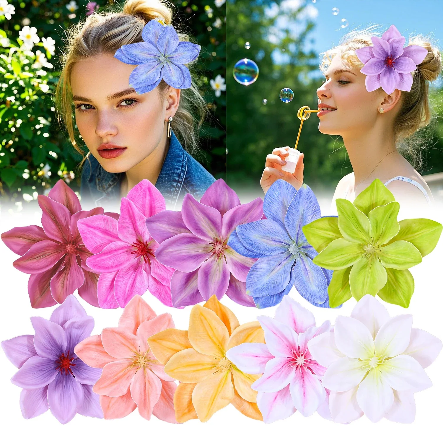 1/5 pièces filles 3D simulé tulipe fleur pinces à cheveux fleur épingles à cheveux Barrettes hawaïen vacances élastique pour queue de cheval accessoires de cheveux