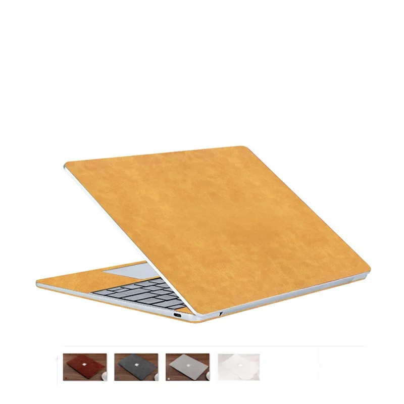 PU Skin Solid Cover Set For MacBook Air Pro 13 15" 16" A2779 A2337 A1466 A2941 A2338 A3114 Yellow Sticker Front Back Kits Reuse