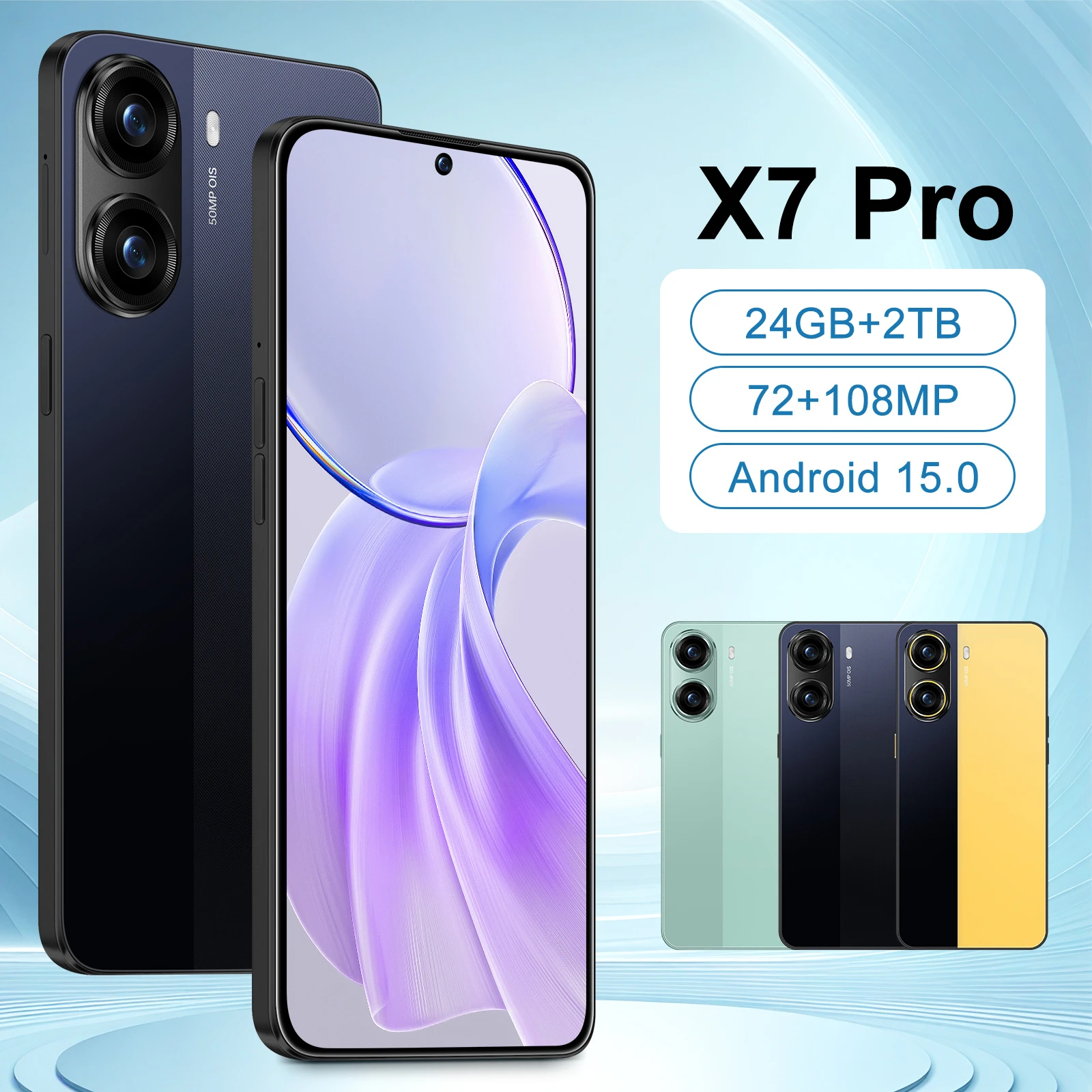 

X7PRO Планшетный ПК Оригинальный 24 ГБ + 2 ТБ Global Edition Smart 5G Двойная карта 7800 мАч Android 15 Вкладка с функцией распознавания лиц