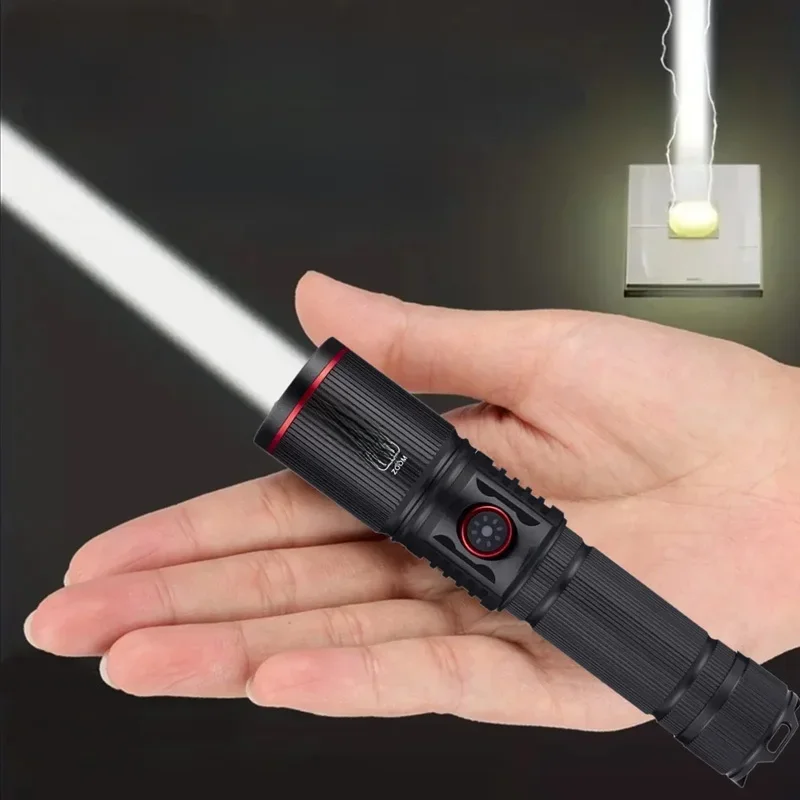 Latarka LED o dużej jasności 30W o dużej mocy typu C akumulatorowa latarka z zoomem Camping Outdoor polowanie wędkarstwo lampa oświetleniowa do chodzenia — zdjęcie 2