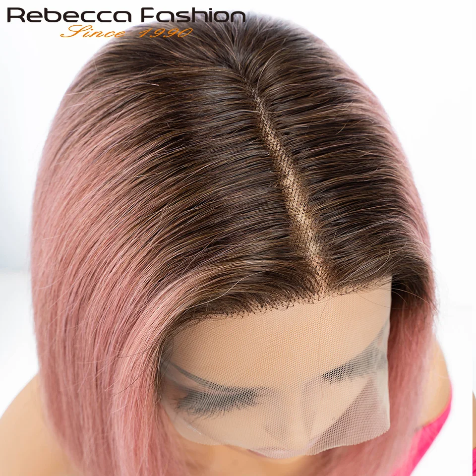 Kolorowe Ombre Pink Bob T Part Lace Wigs Straight Human Hair Lace Front Wigs Pre Plucked Blonde Straight Lace Front Wigs