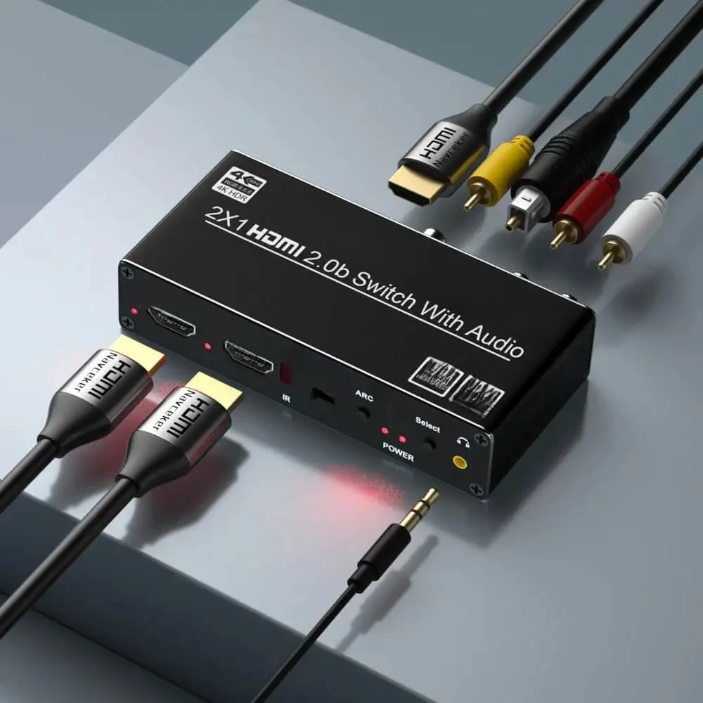 Przełącznik audio 4K HDMI Wybieracz wyjść 2 w 1 z R/L Toslink SPDIF COAXIAL Wyjście audio HDMI ARC Przełącznik audio 2x1 Adapter — zdjęcie 2