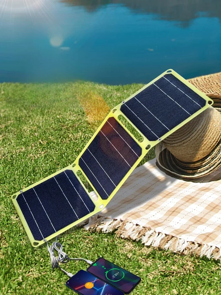 USB+PD solar power bank 5v/9v/12v Photovoltaic panel outdoor camping Portable cell phone charge panels 25w For RV travel Fishing