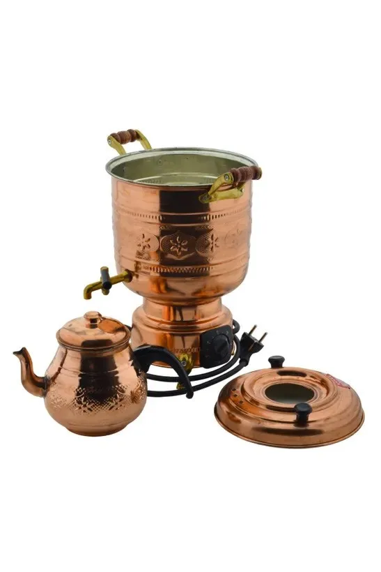 Hand Embroidered (30cmx48cm) Electric Copper Samovar with Copper Teapot Mod15