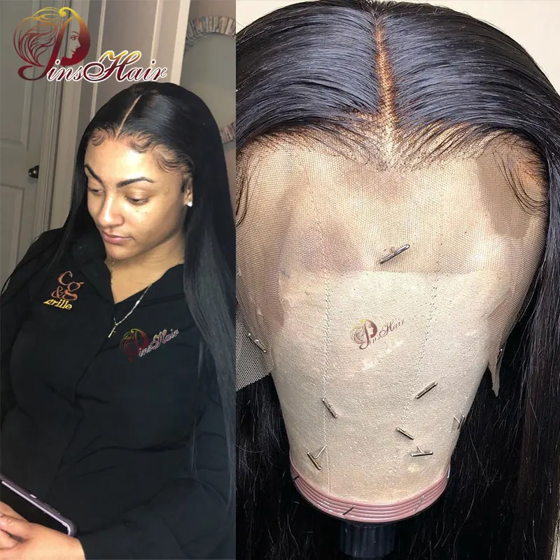 Peluca de cabello humano con encaje Frontal 360, pelo prearrancado de 30 pulgadas, liso, transparente