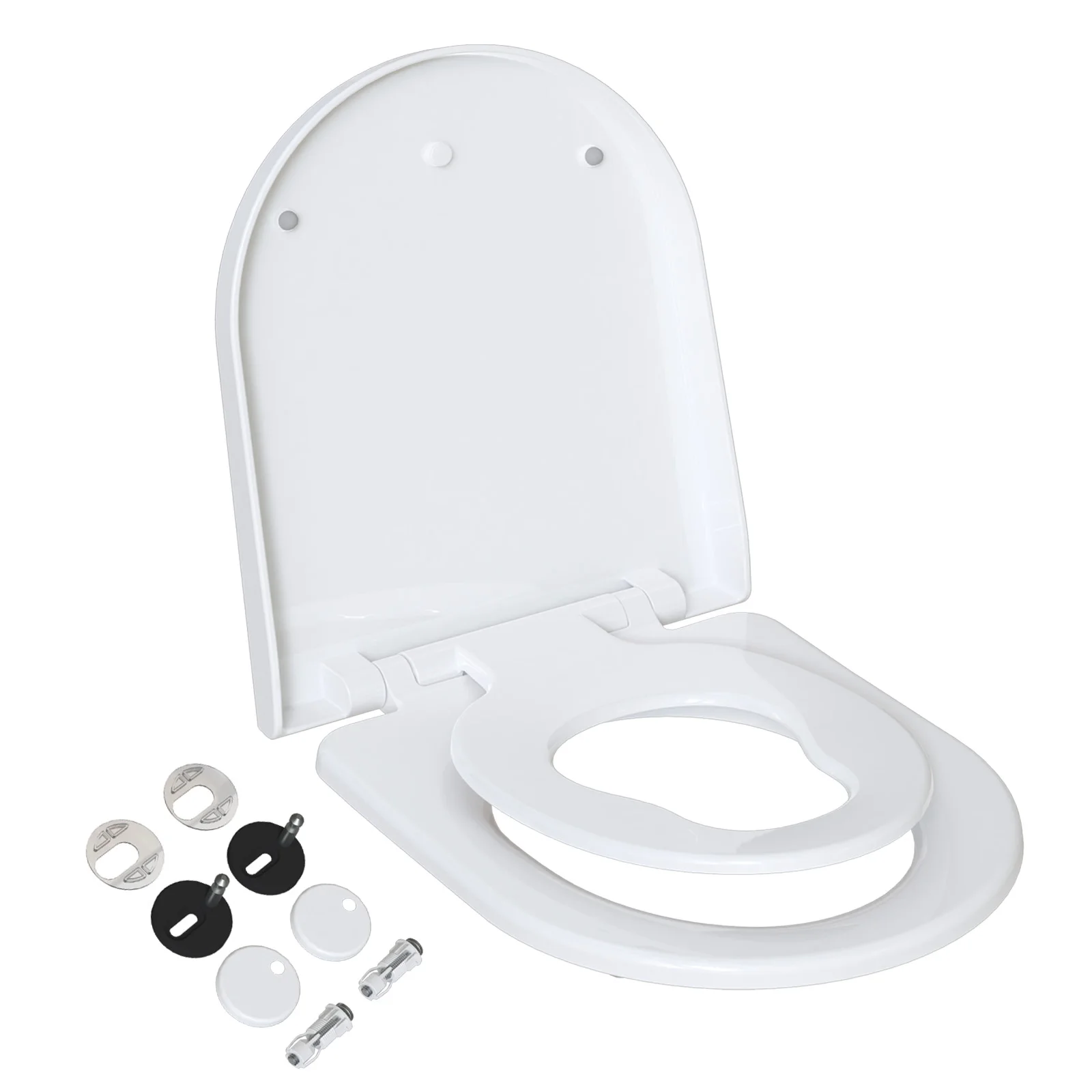 TODOT Abattant WC Familial Forme en D, Lunette de Toilette Siège Enfant Magnétique, Frein de Chute, clip-on toilet seat