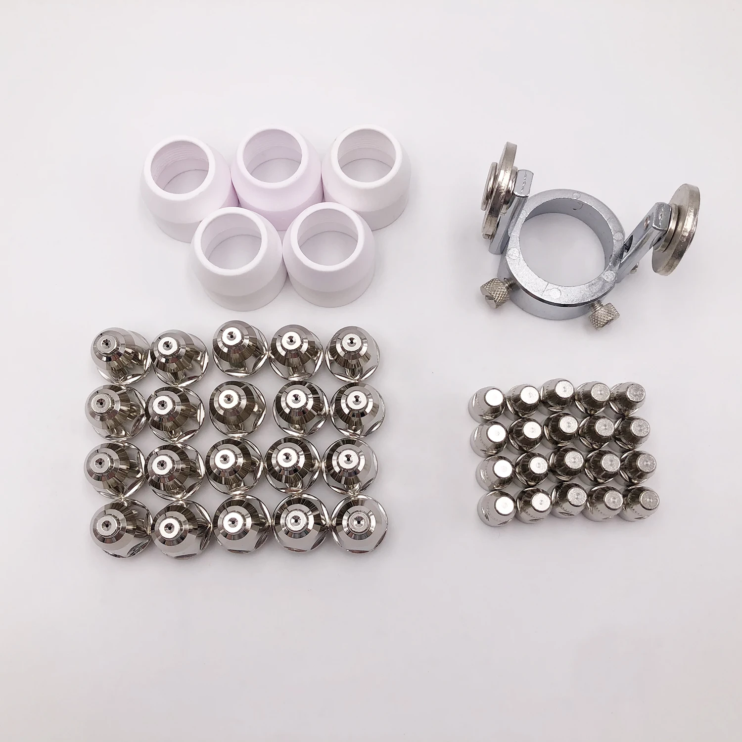 JINSLU P80 Kit de consommables pour coupe plasma – 20 électrodes, 20 buses, 5 gobelets en céramique et 1 guide à rouleaux pour torche P-80 60-80A
