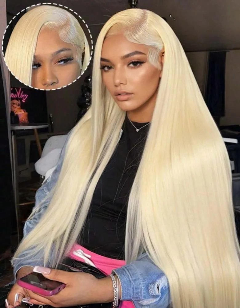 22 بوصة 613 شقراء الدانتيل شعر مستعار أمامي شعر الإنسان 13X4 Hd شعر مستعار دانتيل شفاف مستقيم قبل قطعها 200% كثافة خصلات الشعر المستعار الإنسان