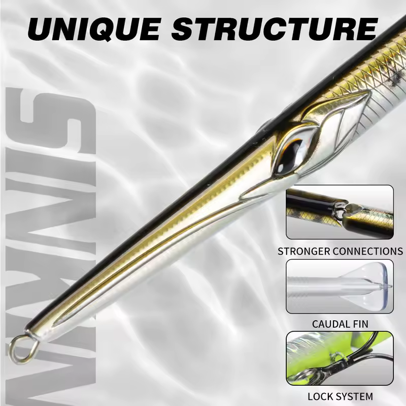 Hunthouse Jointed Pencil Bait 3 Section Fishing Lure 180mm/22g 255mm/30.6g Needle Sinking Swimbait For Bluefish Seabass Tackle - Image 5
