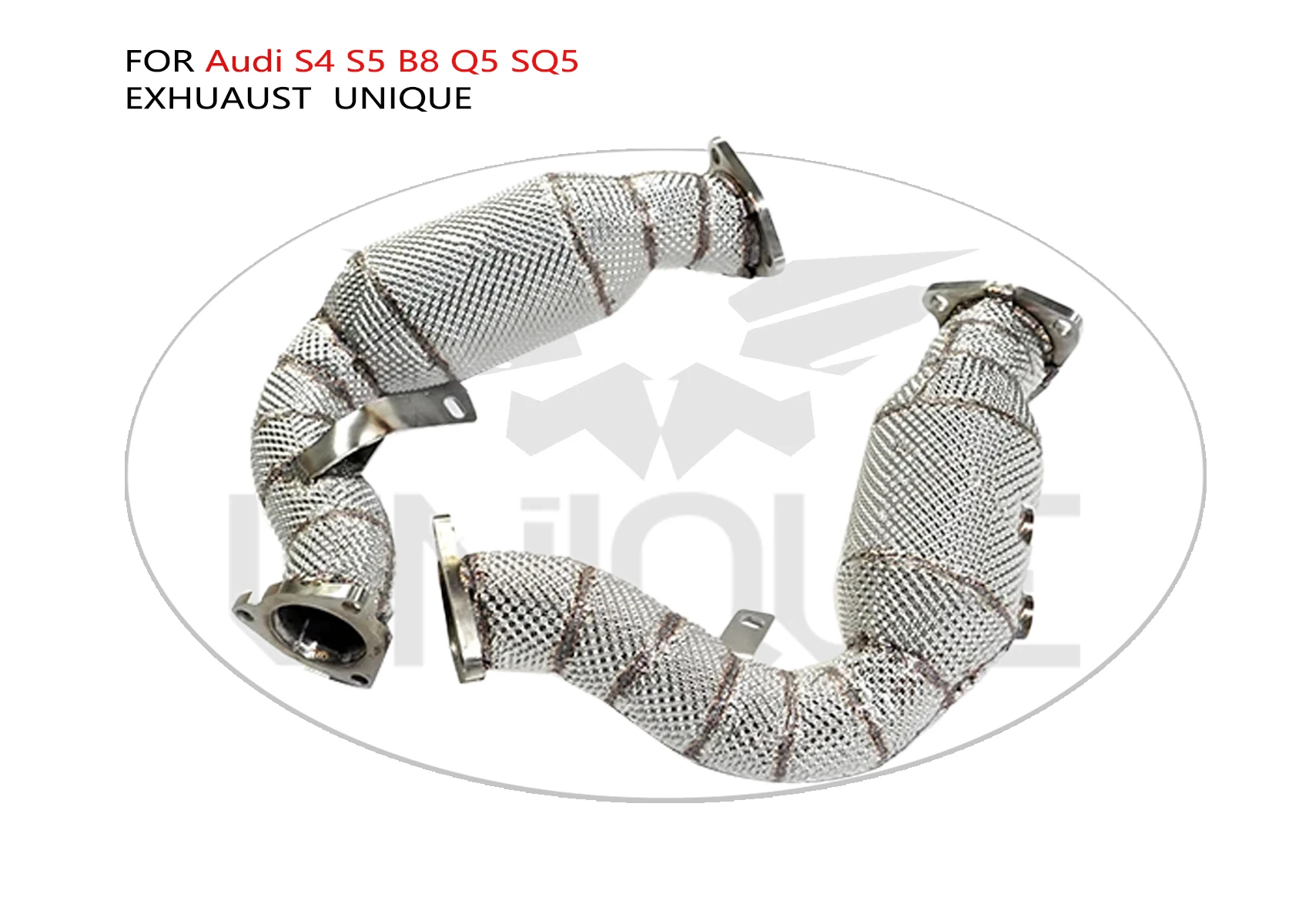 

UNIQUE Car Accessories Exhaust System Manifold for Audi S4 S5 B8 Q5 SQ5 3.0T Catless Pipe With Catalytic Converter Header